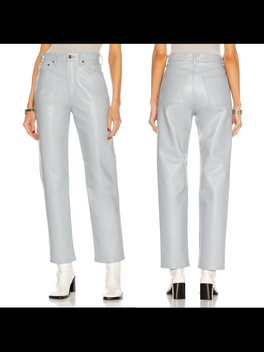Agolde Light Gray size 25 Leather blend 90'S PINCH WAIST Pants